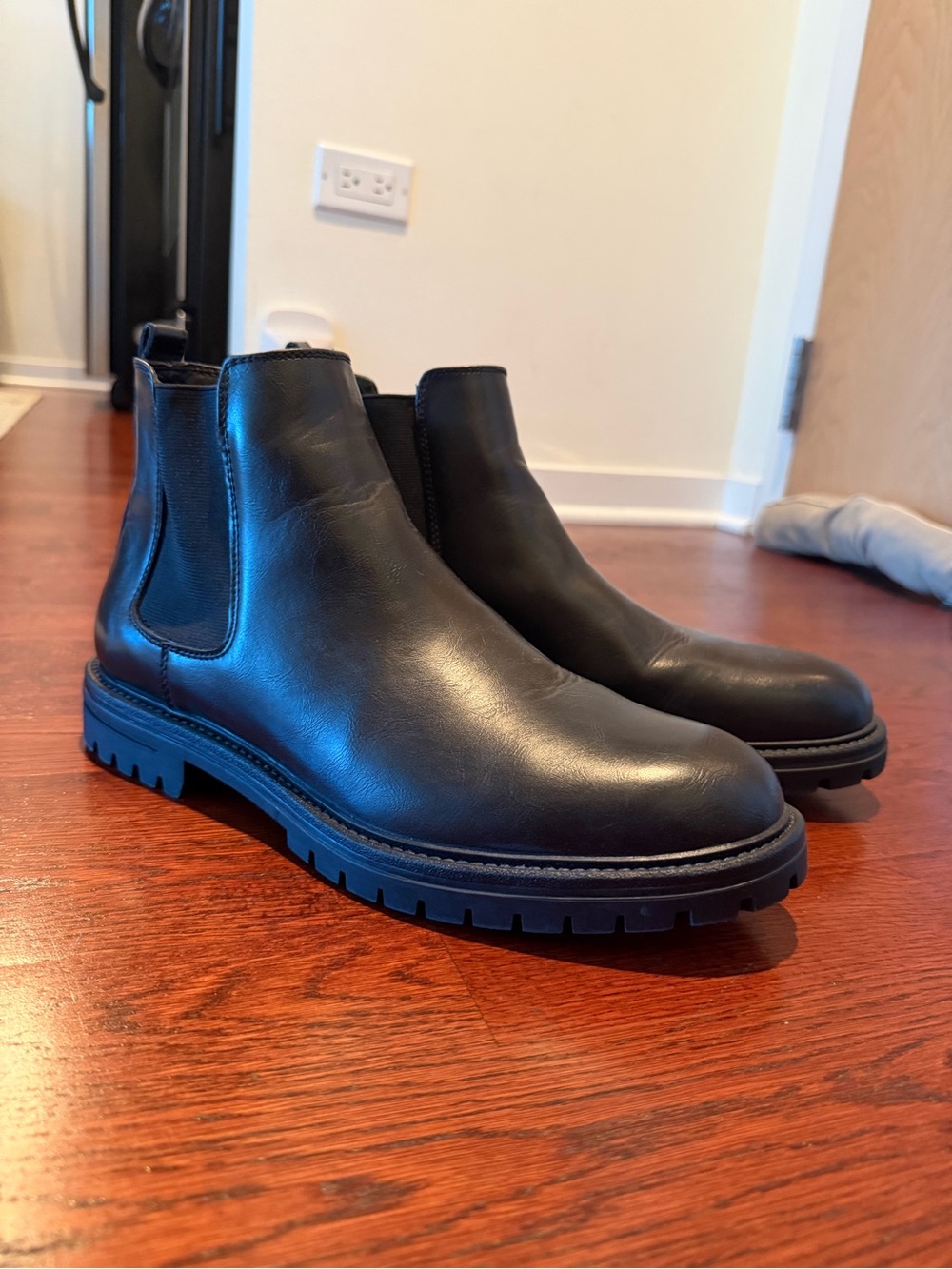 Abound Black Leather Chelsea Lug Boots